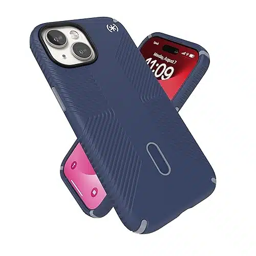 Speck iPhone Case   ClickLock No Slip Interlock, Built for MagSafe, Drop Protection Grip   for iPhone , iPhone , iPhone Inch Phone Case   PresidioGrip Coastal BlueDust GreyWhite