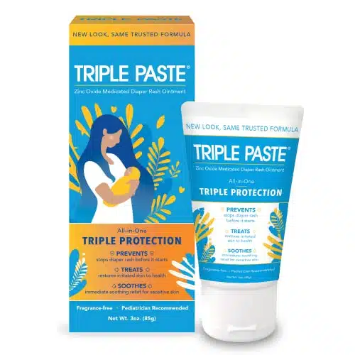 Triple Paste Diaper Rash Cream for Baby   oz Tube   Zinc Oxide Ointment Treats, Soothes and Prevents Diaper Rash   Pediatrician Recommended Hypoallergenic Formula with Soothing Botanicals