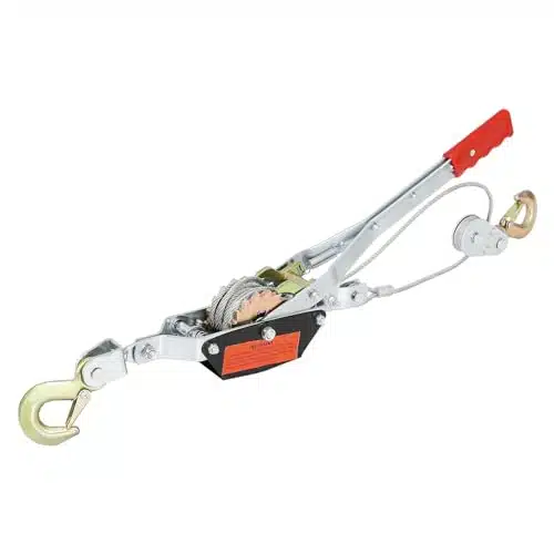 VEVOR Come Along Winch, Ton (,lbs) Pulling Capacity, ft Steel Cable, Hooks, Heavy Duty Ratchet Power Puller Tool with Dual Gears, Automotive Hoist Cable Puller Ideal for Vehic