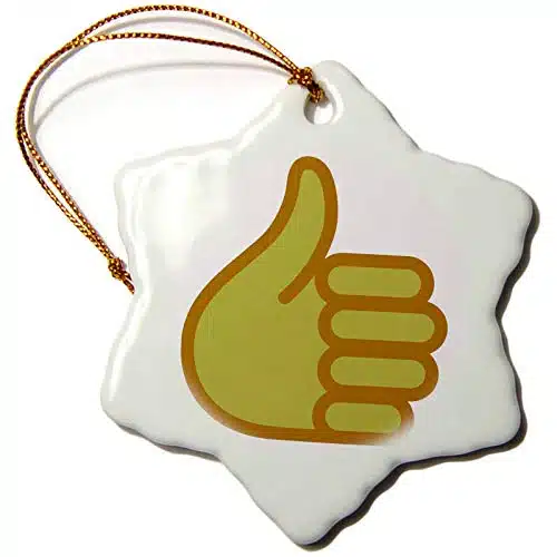 dRose Thumbs up Emoji, Yellow Hand on a White Background Snowflake Ornament,