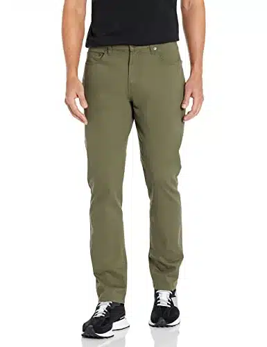 Amazon Essentials Men's Athletic Fit Pocket Stretch Twill Pant (Available in Big & Tall), Olive,  x L