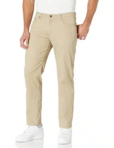 Amazon Essentials Men's Straight Fit Pocket Stretch Twill Pant, Khaki Brown,  x L