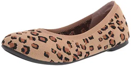 Amazon Essentials Women's Knit Ballet Flat, Brown Leopard Print,