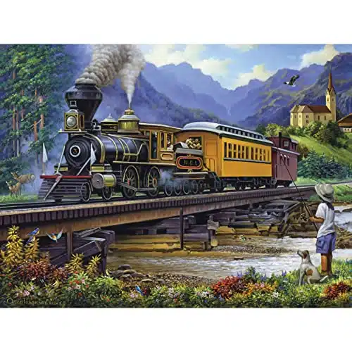 Bits and Pieces   Piece Jigsaw Puzzle for Adults   X   Old Stream Train   pc Large Piece Countryside Vintage Train Jigsaw by Artist Oleg Gavrilov