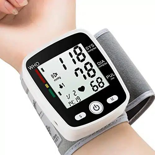 Blood Pressure Monitor Adjustable Wrist Blood Pressure Cuff Digital BP Machine xReadings Voice Broadcast Blood Pressure Detector with Carrying Case Portable for Home Use