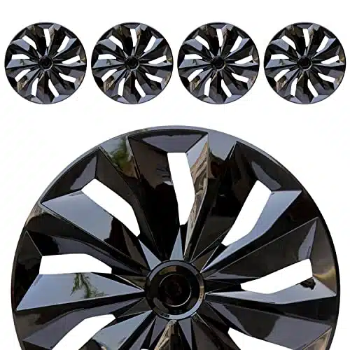 Hubcap Wheel Cover Replacement RHub Caps Universal Wheel Rim Cover ABS Material Exterior Accessories Snap On Car Truck SUV  Set of (Inch,Black)