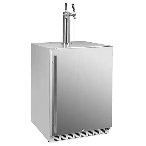 ICEJUNGLE Full Size Kegerator Outdoor Dual Tap Draft Beer Dispenser Beverage Beer Cooler Temperature Control Drip Tray Rail Fits xGallon xKegs Half Barrel Keg