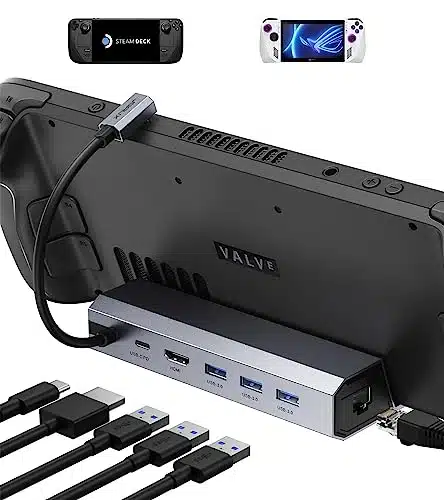 JSAUX Docking Station for Steam DeckROG Ally, in Steam Deck Dock with HDMI K@Hz, Gigabit Ethernet, B A and  USB C Charging Port, Compatible with Steam Deck OLED HB