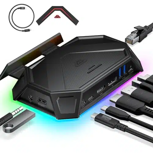 JSAUX RGB Docking Station for Steam Deck (OLED)ROG AllyLegion Go, in Steam Deck Dock with K@Hz HDMI & DisplayPort Gigabit Etherne USB C B A ., SDTF Slots mm Jack HB