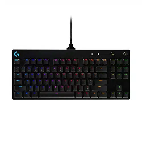 Logitech G PRO Mechanical Gaming Keyboard, Ultra Portable Tenkeyless Design, Detachable Micro USB Cable, illion Color LIGHTSYNC RGB Backlit Keys