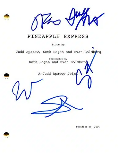 SETH ROGEN, JAMES FRANCO, KEN JEONG, JUDD APATOW CAST SIGNED AUTOGRAPH   PINEAPPLE EXPRESS FULL MOVIE SCRIPT   DANNY MCBRIDE, AMBER HEARD, KNOCKED UP, SUPERBAD, THE YEAR OLD V