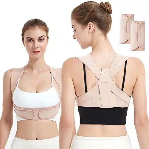 SHAPERKY Posture Corrector for Women and Men, Adjustable Upper Back Brace for Posture Hunchback Support and Providing Pain Relief from Neck, Shoulder, and Upper Back (SmallM)