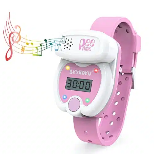 SKYROKU Silicone Kids Potty Training Timer Watch with Flashing Lights and Music Tones, Toddler Toilet Training Aid   Water Resistant (Pink)