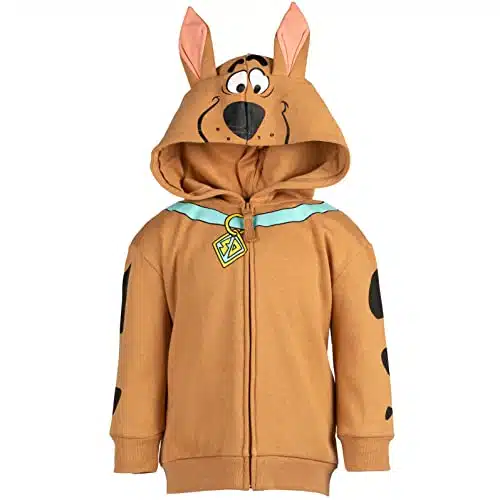 Scooby Doo Little Boys Fleece Zip Up Hoodie Brown