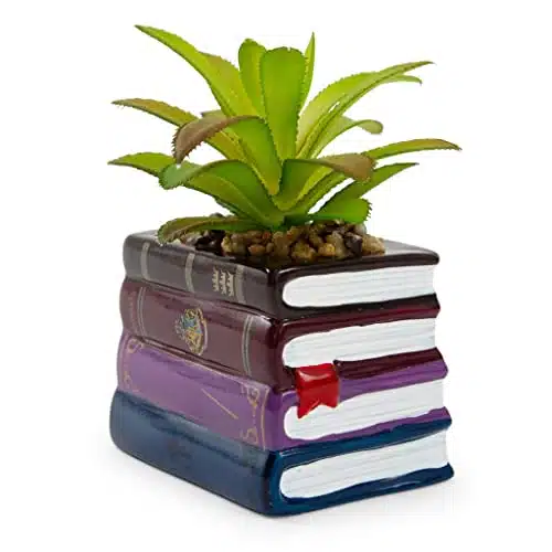 Silver Buffalo Harry Potter Book Stack Inch Ceramic Planter with Artificial Succulent