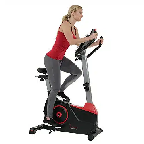 Sunny Health & Fitness Evo Fit Stationary Upright Bike with Level Electro Magnetic Resistance   SF BBlackRed