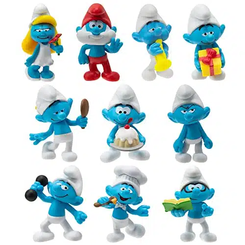 The Smurfs TH Anniversary Classic Figure Pack   Features Inch Smurfette, Grouchy, Greedy, Papa Smurf, Brainy, Hefty, Vanity, Harmony, Jokey, Chef   Authentic Details, Gold