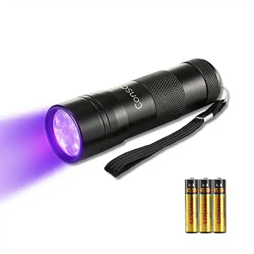 UV Flashlight Black Light, Consciot LED nm Ultraviolet Blacklight, Portable Mini Torch Light Pet Urine Detector for DogCat Urine, Dry Stains, Bed Bug, Matching with Pet Odor E