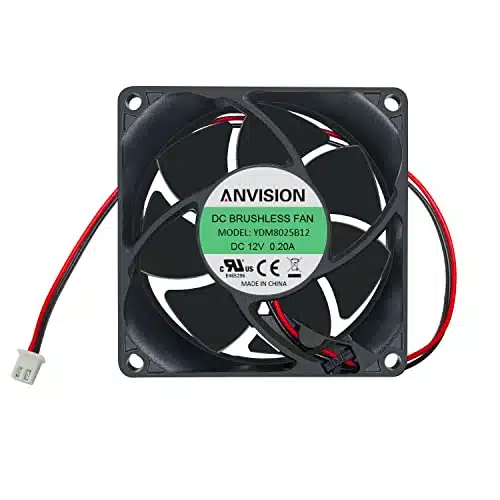 ANVISION mm x mm DC V Brushless Cooling Fan, Dual Ball Bearing, Pin