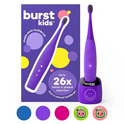 BURSTkids Kids Electric Toothbrush, Soft Bristle Kid & Toddler Toothbrush, inute Timer, Rechargeable Battery, Easy Grip Silicone Handle, Brush Modes for Healthy Smiles, Ages +