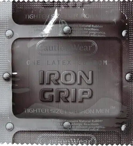 Caution Wear Iron Grip Snug Fitting Lubricated Latex Condoms   Pack of