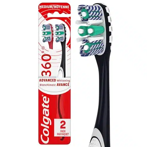 Colgate Optic White Advanced Toothbrush, Medium Toothbrush for Adults,Count (Pack of )