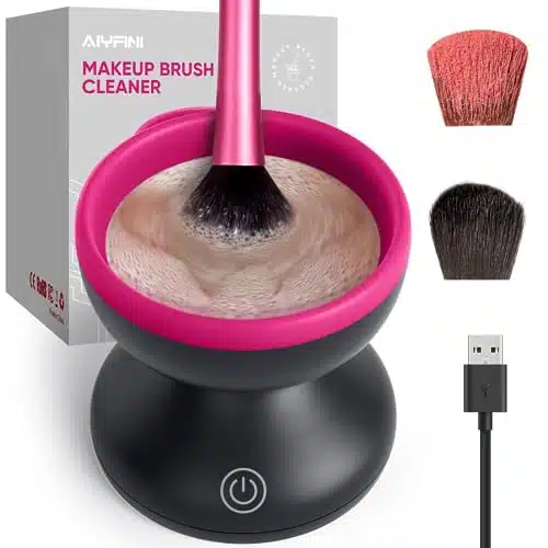 Electric Makeup Brush Cleaner Machine   Alyfini Portable Automatic USB Cosmetic Brushes Cleaner Cleanser Tool for All Size Beauty Makeup Brush Set, Liquid Foundation, Contour,