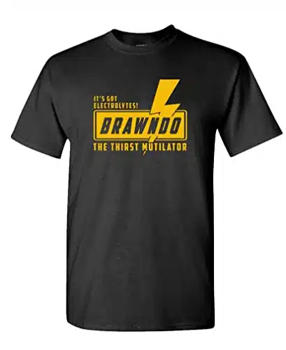 Guacamole   Brawndo   Thirst Mutilator Electrolytes   Mens Cotton T Shirt, L, Black