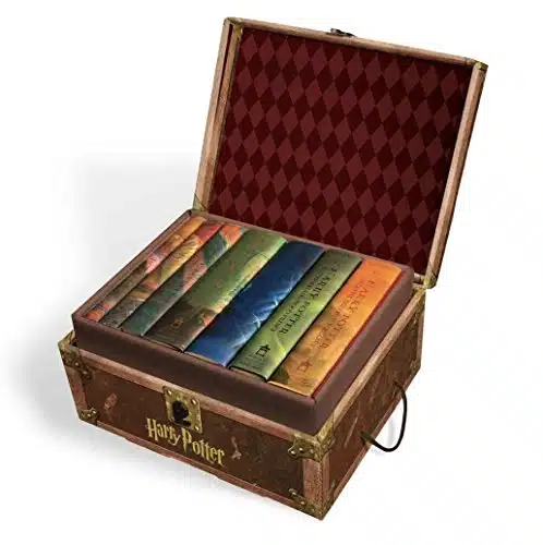 Harry Potter Books Set #in Collectible Trunk Like Toy Chest Box, Decorative Stickers Included by Harry Potte