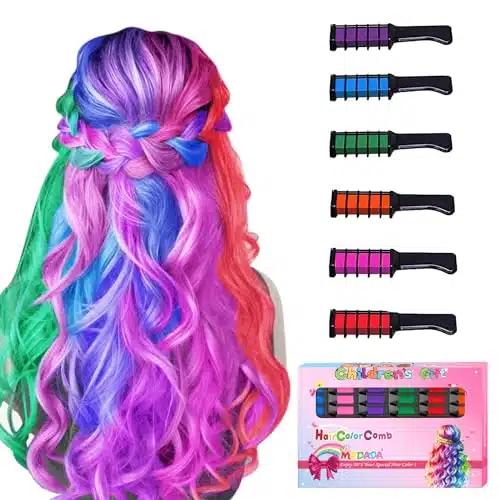 New Hair Chalk Comb Temporary Hair Color Dye for Girls Kids, Washable Hair Chalk for Girls Age Birthday Christmas Cosplay Hair DIY Party