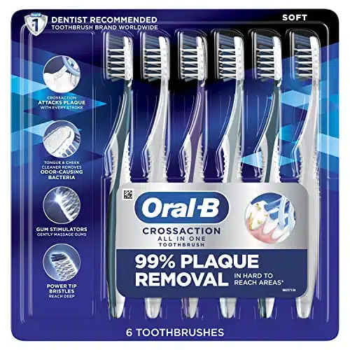 Oral B CrossAction All In One Soft Toothbrushes, Deep Plaque Removal, Count