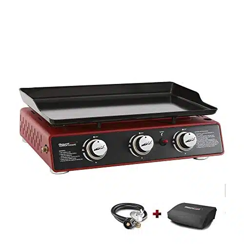 Royal Gourmet PDR Portable Inch Burner Table Top Gas Grill Griddle with Cover, ,BTUs, Outdoor Cooking Camping or Tailgating, Red