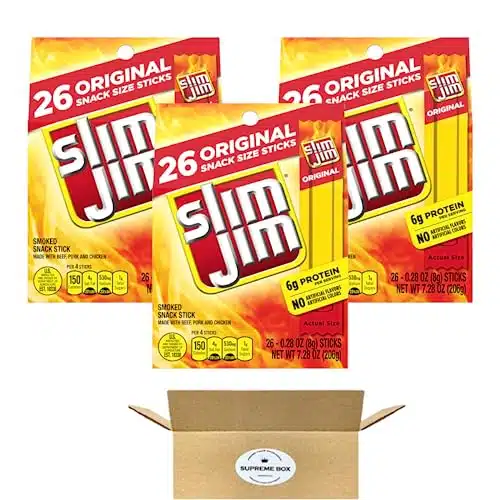 SUPREME BOX Slim Jim Mild Snack Size Original Smoked Snack Stick, Count, Pack of (count in total)