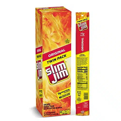 Slim Jim Twin Pack Snack Sized Smoked Meat Stick, Original Flavor, Oz. Count