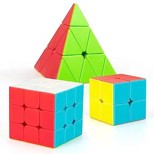 Speed Cube Set, Jurnwey Stickerless Magic Cube Set of xxxxPyramid Frosted Puzzle Cube