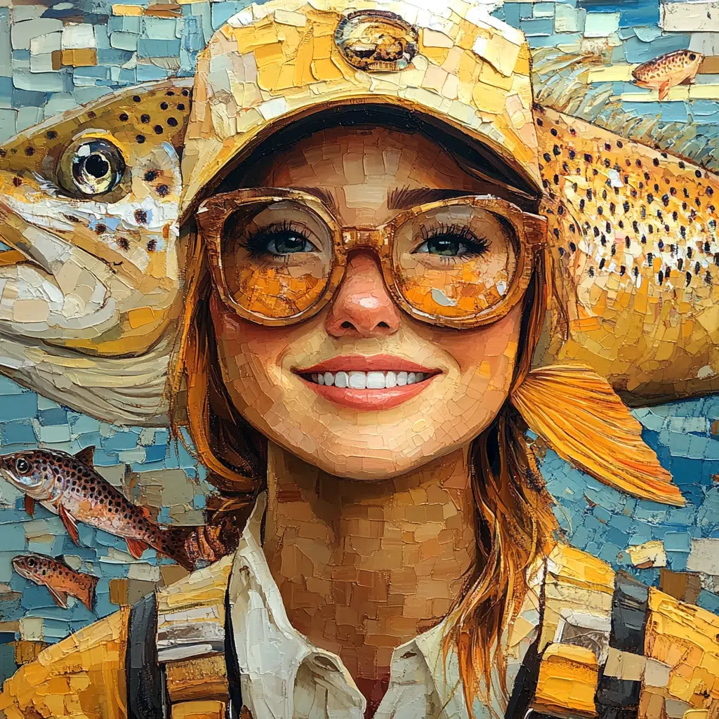 brown trout fish woman